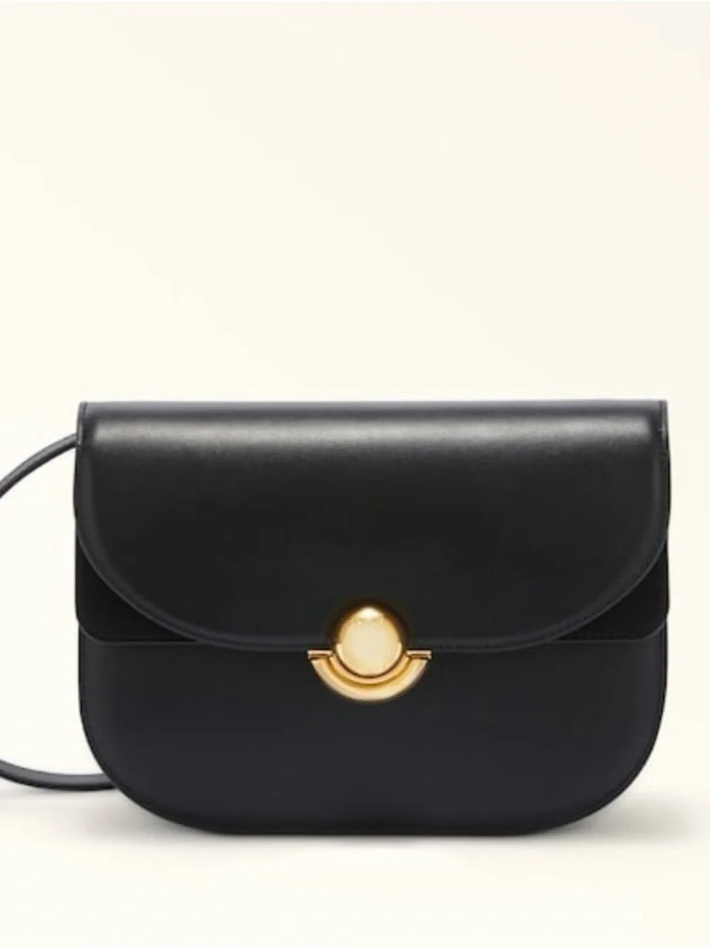 Furla Black Leather Crossbody with Gold Hardware